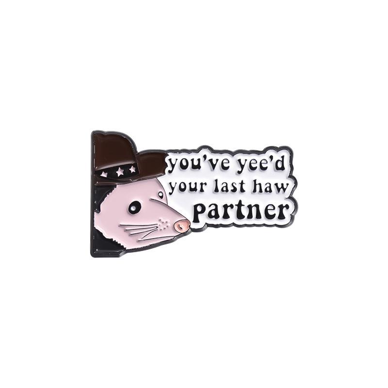 Creative Cartoon Pig & English Letter Brooch Set - Fun Metal Badge Accessories