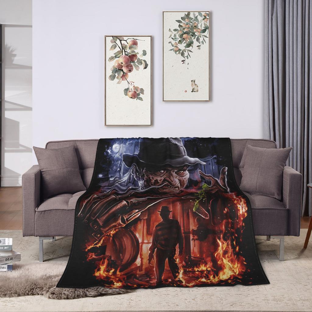 Freddys Krueger Halloween Art Spooky Retro Horror Blankets Quality Super Soft Throw Blanket Winter Travel Couch Chair Bedspread