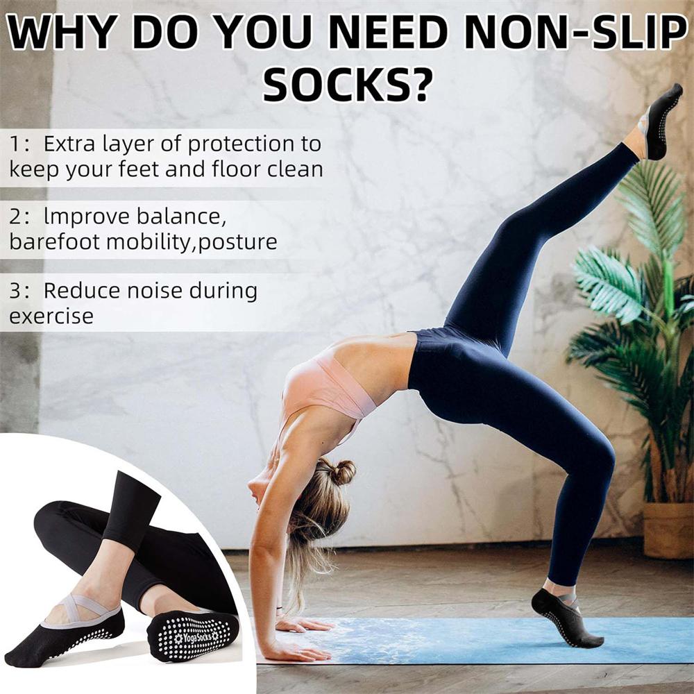 3 Pairs Grip Pilates Socks for Women – Non-Slip Yoga Socks for Ballet, Dance, and Workouts