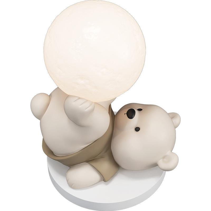 Heimdeko Niedlicher Bär Licht Statue Schreibtischdekoration Cartoon Tier Kleine Skulptur Nordisches Wohnzimmer Veranda Figur Raumdeko
