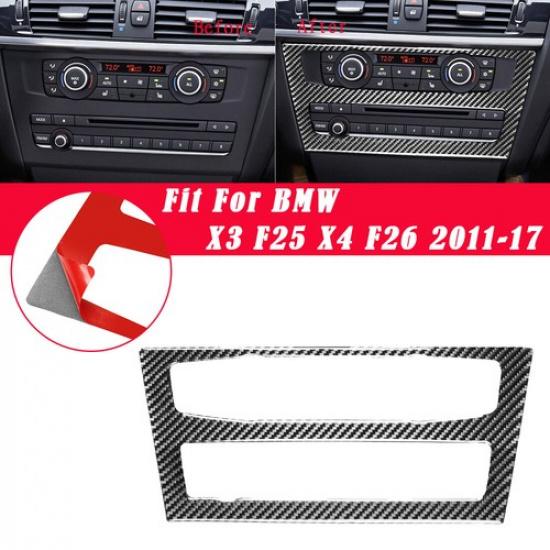 Inner Central CD Panel Carbon Fiber Cover Fit For BMW X3 F25 X4 F26 2011-2017