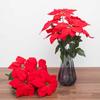 2 Bundles Christmas Artificial Poinsettia Bouquets 7 Heads Fake Flowers Ornaments For Christmas