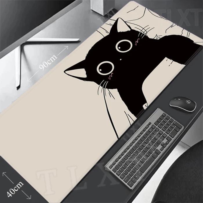 Cute Black Cat Big Head Anime Extended Gaming Mouse Pad Large Desk MatNonSlip AntiDirt Extended Desk Mat