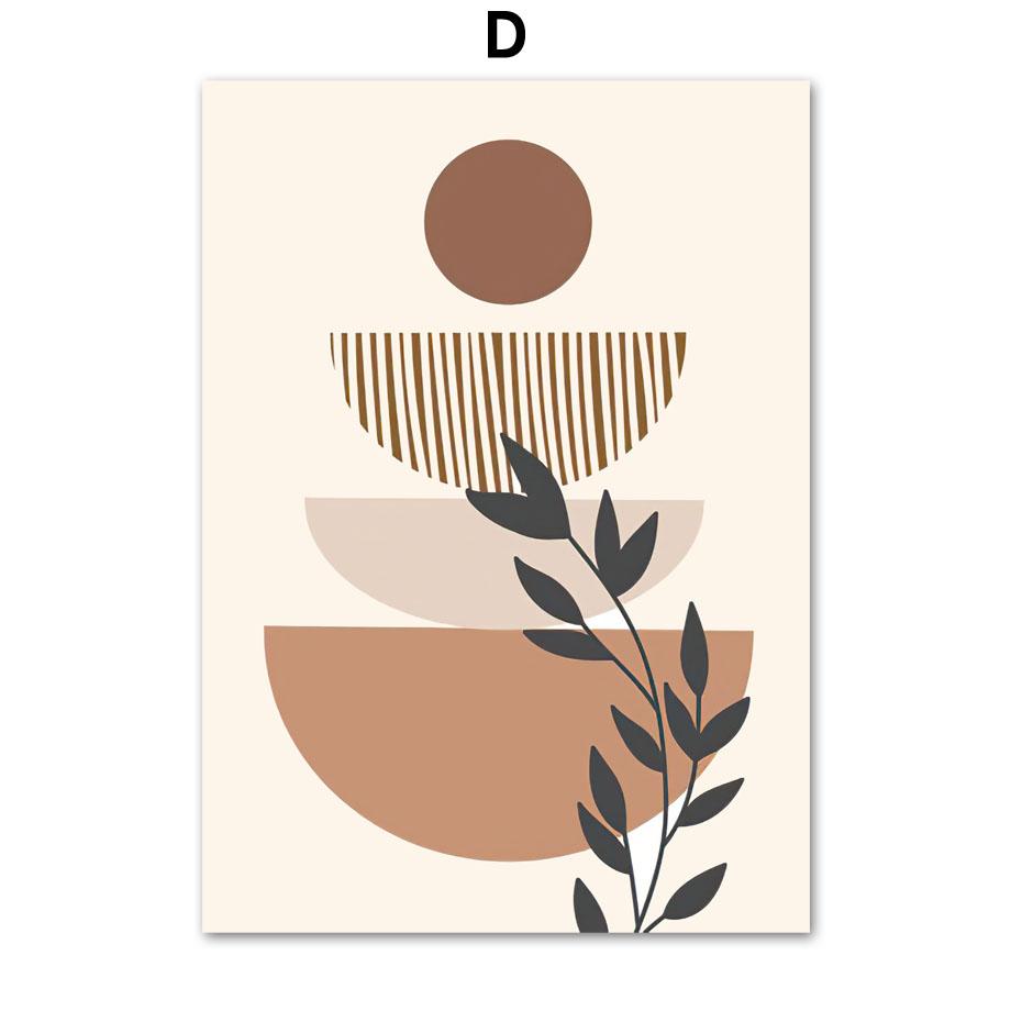 Boho Abstract Sun Lines Face Rainbow Vase Leaf Wall Art Canvas Painting Nordic Posters And Print Pictures For Living Room Decor