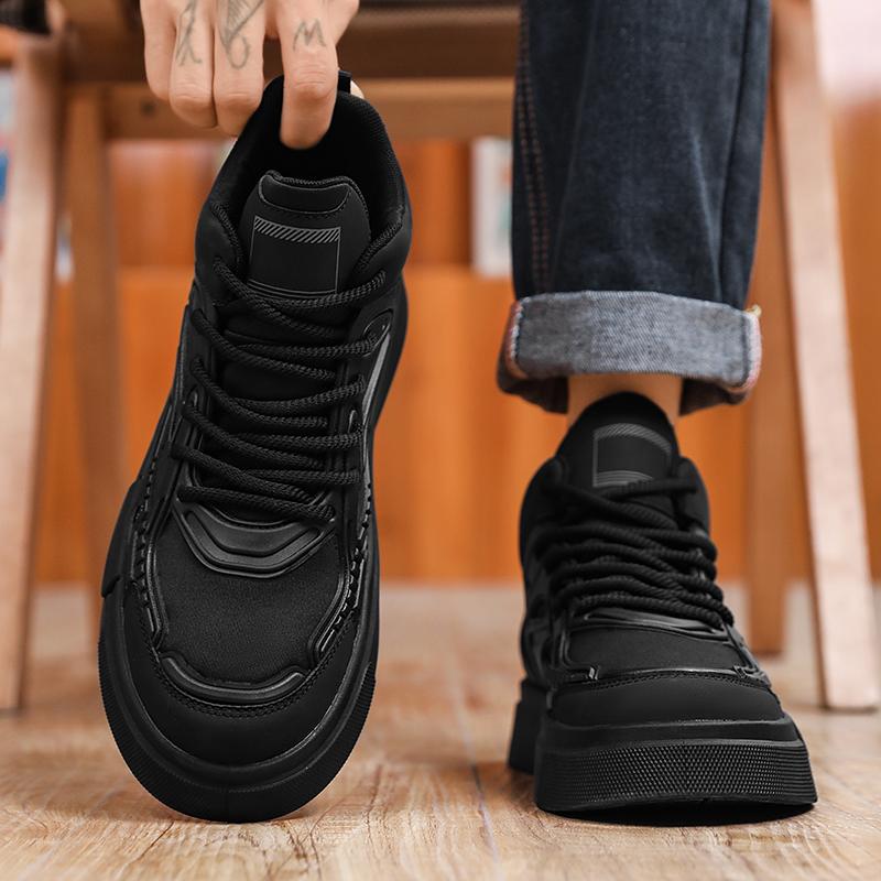 Męskie Czarne Buty do Koszykówki Codzienne Buty Skateboardowe Beżowe Wysokie Trampki do Biegania dla Studentów Duże Rozmiary
