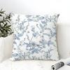Calm Blue Floral Pattern Pillow Case Linen Pillow Case Sofa Home Decor Cushion Cover Cushion Cove