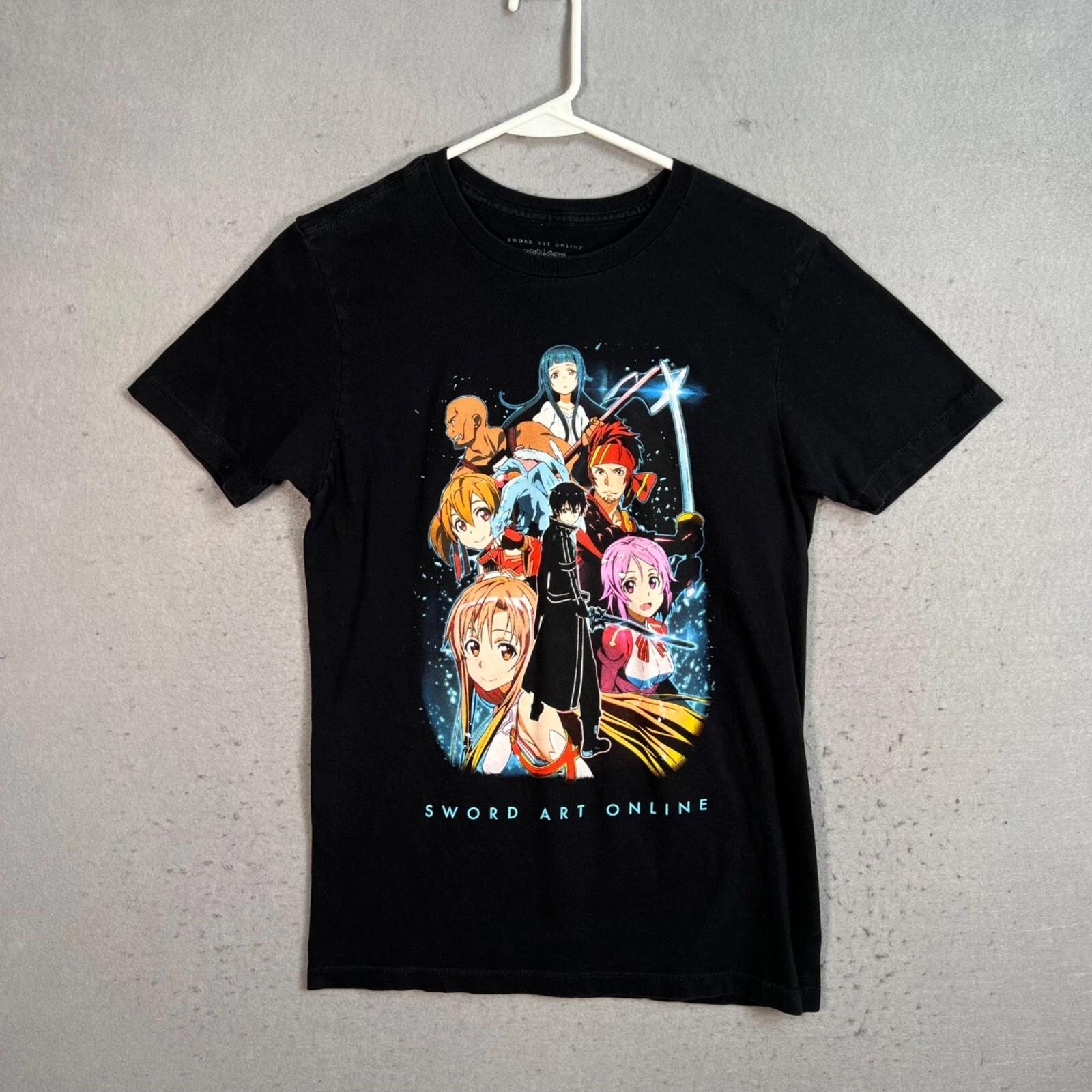 

Sword Art Online Anime Graphic T-Shirt Black Short Sleeve Size Small Cotton XL