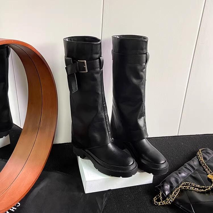 

Модные высокие сапоги до колена, массивная женская обувь, зима 2025, новые кожаные удобные ботинки челси в стиле панк-гладиатор, модные готические зимние ботинки челси Mujer 35