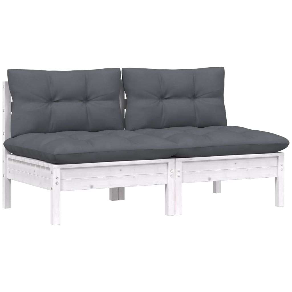 Vidaxl 2-Seater Garden Sofa with Anthracite Cushions, Pine