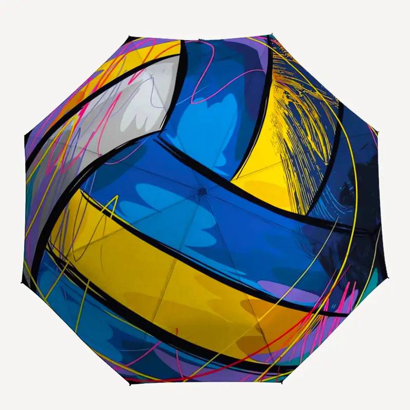1pc Volleyball, Abstract Pattern Design Small Travel Portable Windproof Umbrella, Automatic Folding Umbrella, One-Key Automati