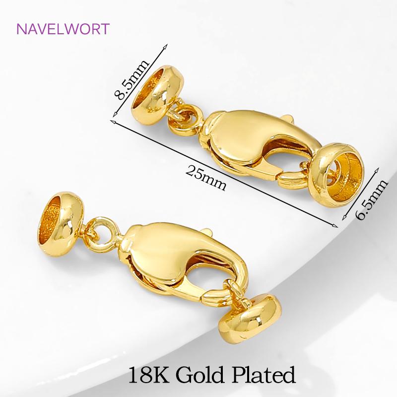 18K Gold Plated Lobster Clasps Hooks Connectors,Clasps For Jewelry,Brass End Caps Fastener,DIY Bracelets Jewelry Making Supplies
