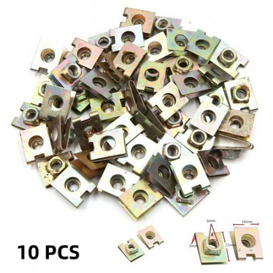 Copper Tone Metal Spring U-Type Plate Nut Speed Clips M6 For Car Panel Defense