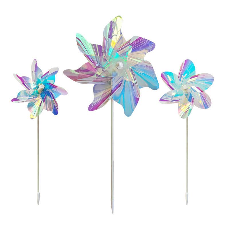 Colorful Reflective Plastic Windmill Toy For Outdoor Decoration Bird Repellent