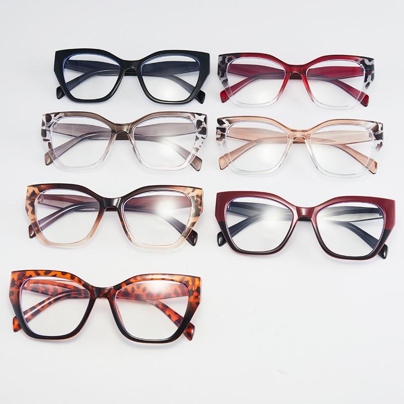New Fashion Cat Eye Glasses Trendy Personalized Contrast Color Stitching Anti-Blue Light Glasses