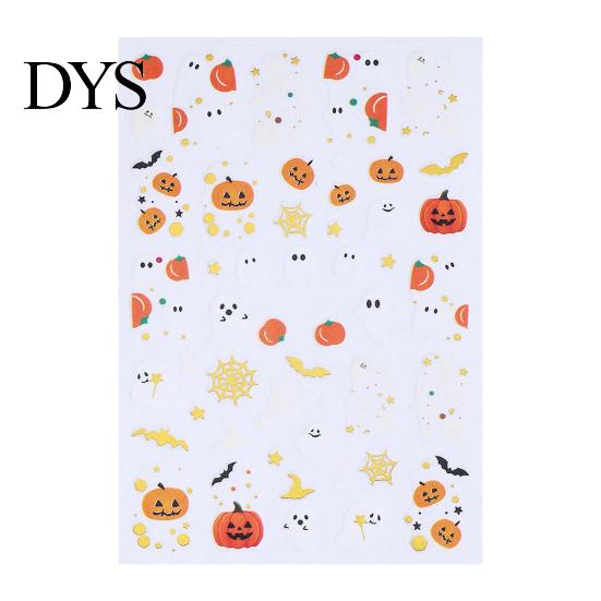 Self Adhesive Nail Decals Halloween Art Stickers, Cartoon Pumpkin Ghost Bat for Waterproof Stickers Decorations, Self-Adhesive Holiday Manicure Women