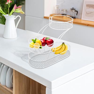 3-stufiger Obstkorb Obstschale Metallgeflecht Obstständer für Obst Zwiebeln Snacks Arbeitsplatte Gemüseschale Küchenarbeitsplatte Regal
