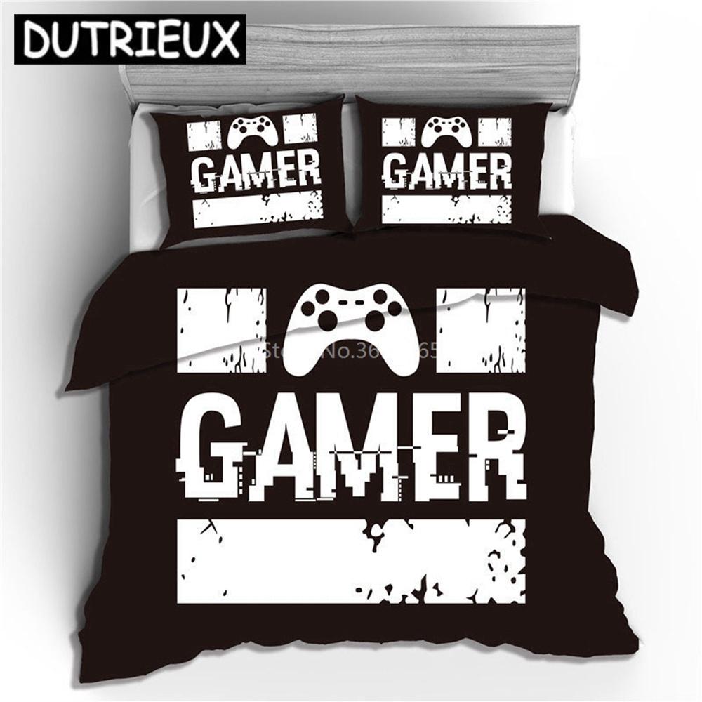 Creative Gamer Gamepad Pattern Bedding Set Bed Linen Cartoon Duvet Cover Set With Pillowcase Twin Full Queen King Bedclothes