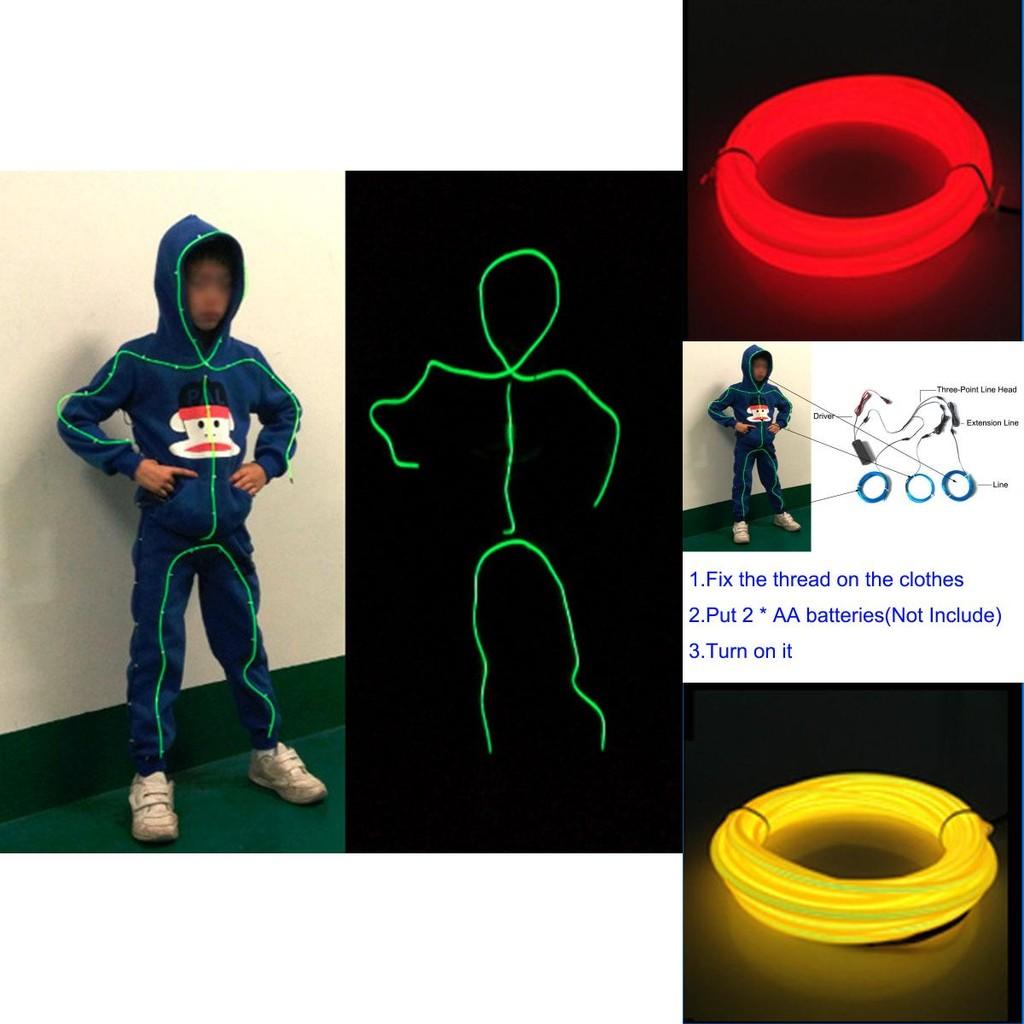 Energy Saving El Wire Costume Illuminated Strips For Stickman Figures At Parties And Camping