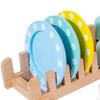 Play Kitchen Accessories Pretend Cooking and Eye Coordination Colorful Wooden Dishes Plates