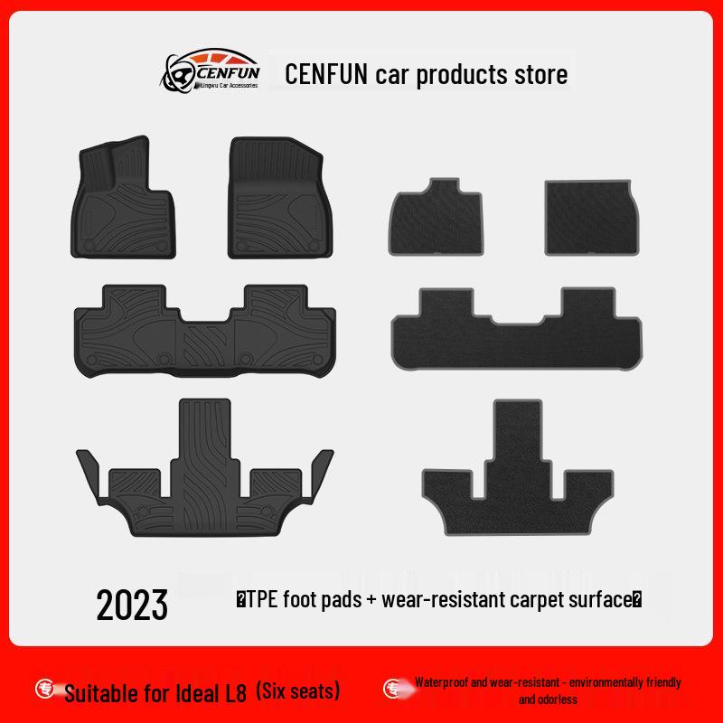 2023 Ideal L8 TPE Waterproof Car Interior Foot Pads - Eco-Friendly, Double-Layered Carpet Modification Supplies.