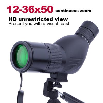 Pozorovací dalekohled 12-36X50 HD Zoom Monokulární výkonný dalekohled Bak4 Prism vodotěsný proti zamlžování pro venkovní kempování při pozorování ptáků