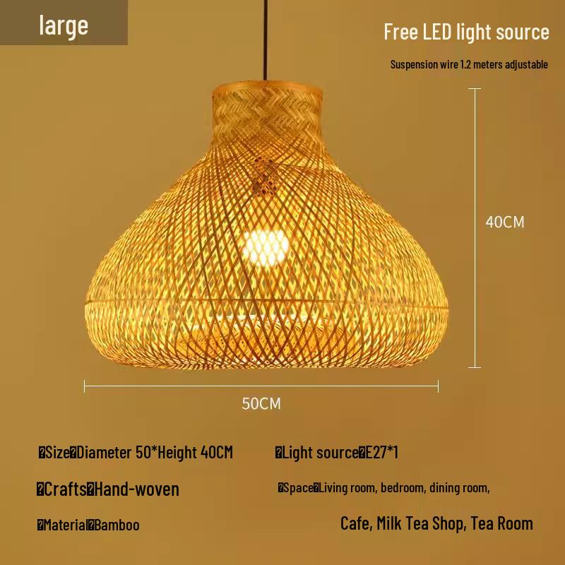 Bamboo Rattan Pendant Lamp: New Chinese & Japanese Style Zen Lighting for Tea Room & Dining, Antique Lantern Design.
