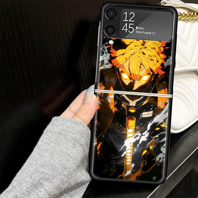 Agatsuma Zenitsu Demon Slayers Case for Samsung Galaxy Z Flip7 Flip6 Flip5 Flip4 Flip3 5G Hard Phone Shell Z Flip 7 6 5 4 3 Blac
