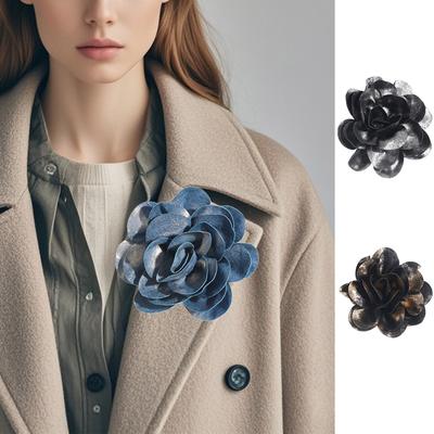 Vintage Lapel Pin Multiple Colors Camellia Women Brooch Pins Jewelry French Brooch Camellia Pins Elegant Collar