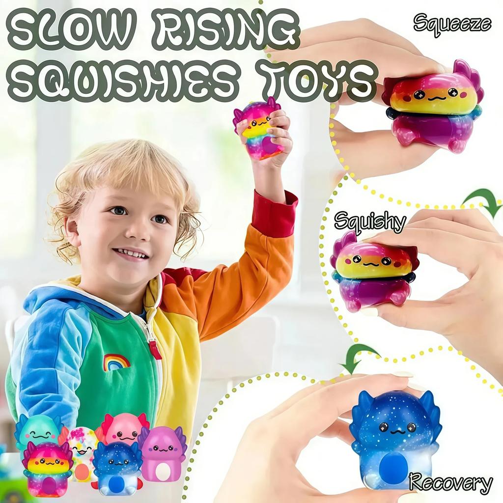 Pack of 12 Squishy Axolotl Anti-Stress Toys for Party