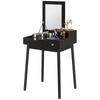 Dressing Table with Flip-up Mirror, Makeup Desk with 2 Drawers and Pine Wood Legs, Vanity Table Writing Desk for Bedroom Living Room, Black