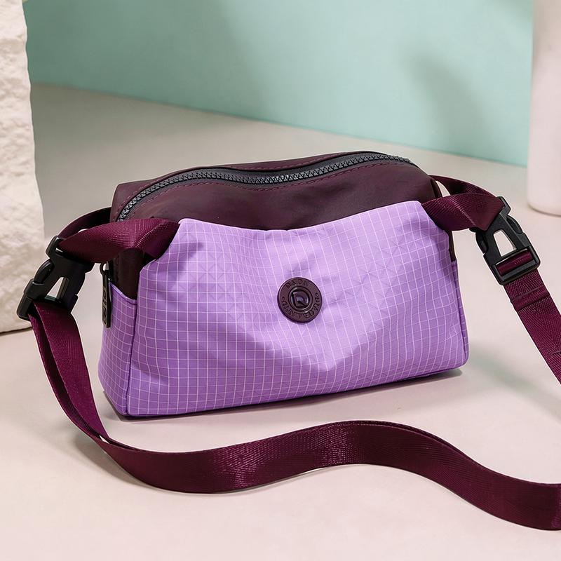 Women's Small Square Bag Contrast Shoulder Bag Water-repellent Nylon Bag