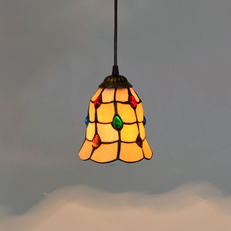 Colorful Mediterranean Style Bohemia Lamp Stained Glass Shade Mosaic Pendant Light for dining room bar lighting