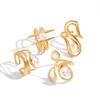 18K Gold Plate Stainless Steel Rings Modern Minimalist Lines Double-layer Hollow Geometric Zircon Open Ring