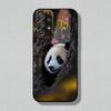 Cute Panda Phone Case For Samsung S25,24,23,22,21,20,10,10E,9 Plus FE Note 20 Plus Soft Black Cover Shell
