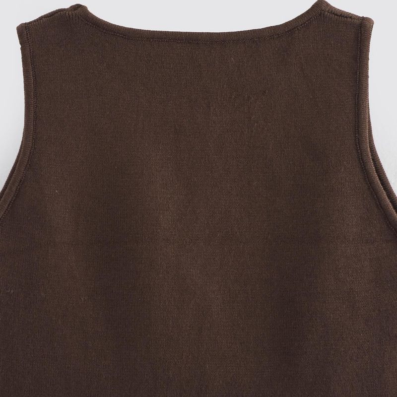 Kaslead New Arrival Women's Clothing Fashion Style Stylish Simple and Versatile Two Colors Plain Stitch Short Sleeveless Vest Top