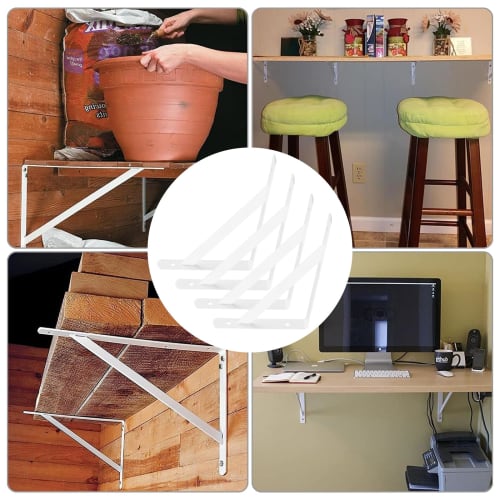 ANDCHI L-Shaped Shelf Brackets, Set of 4, Wall-Mounted, Angle Brackets, L-Shaped Shelf Brackets, Wall-Mounted Hanging Shelves, Brackets with Screws, 2