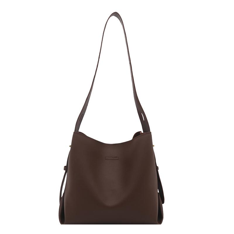 Retro simple fashion women's casual new solid color autumn and winter trend crossbody bucket shoulder bag