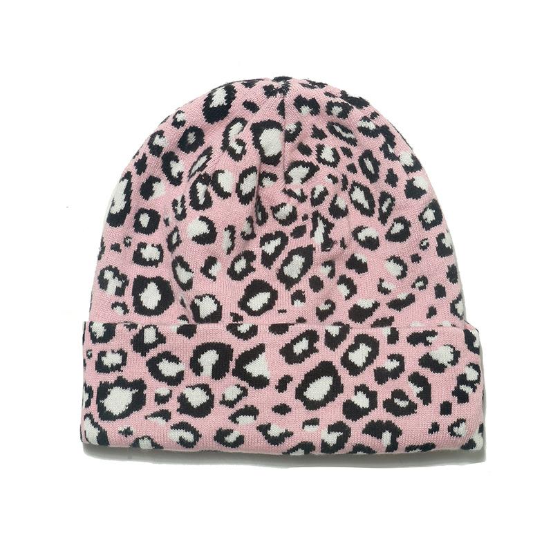 Shein autumn and winter new wool hat fashion versatile thermal hat casual cycling ear hat leopard print knitted hat women