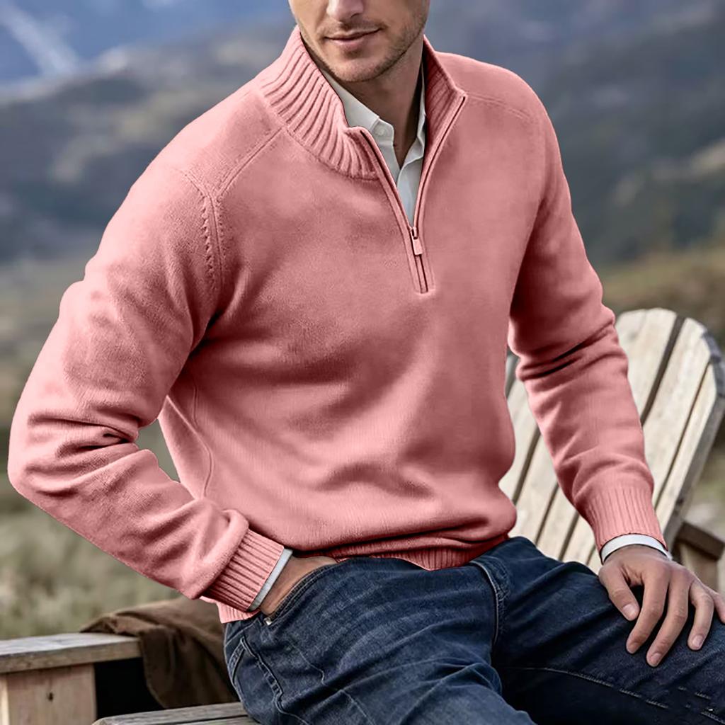 Men's Stand Collar Knit Sweater for Layering, Warm Casual Pullover for Fall and Winter, Multi-Color