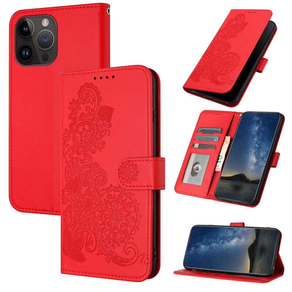 Suitable for Samsung S24 Mandala Flower A55 Solid Color Sunflower Mobile Phone Leather Case Flip Card Anti-drop A73