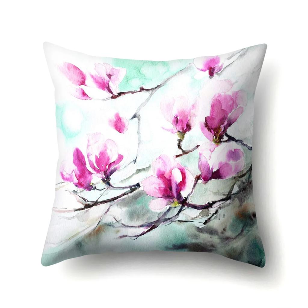 Home Decoration Living Room Sofa Pillowcase Garden  Oil Painting  Cushion Cover Polyester Pillow 45x45cm