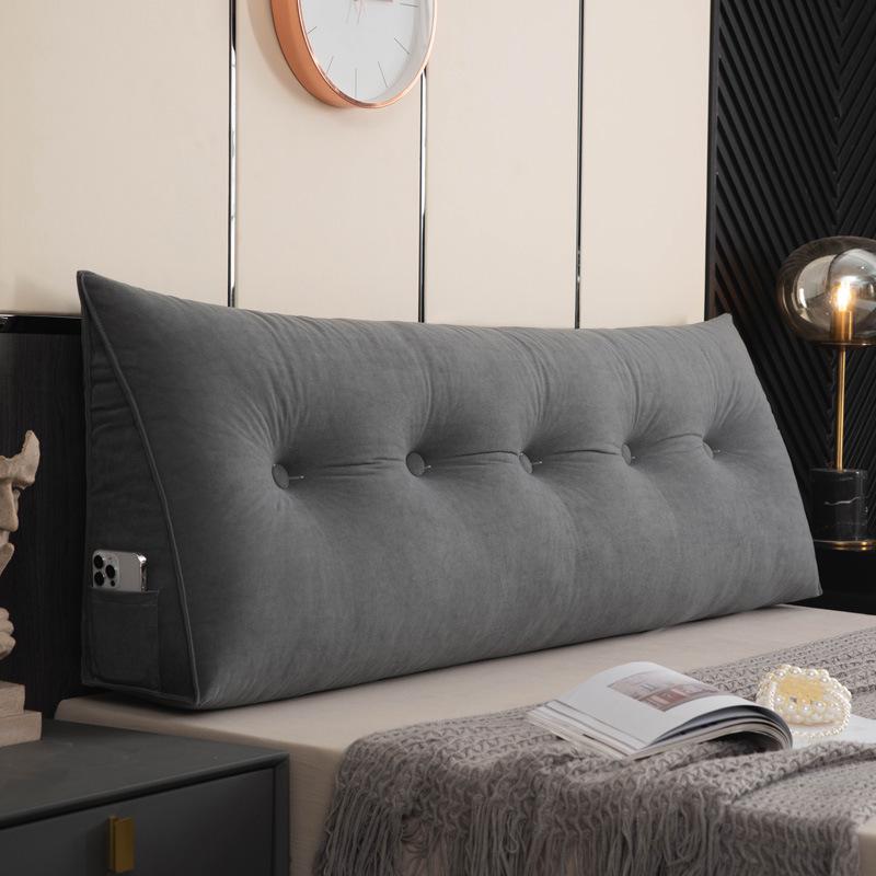Chenille Headboard Cushion, Double Lumbar Support Pillow, Removable & Washable Backrest