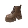 Autumn Thick Bottom Big Head Boots Fashionable and Comfortable Female Real Cowhide Short Lace-up Biker Boots