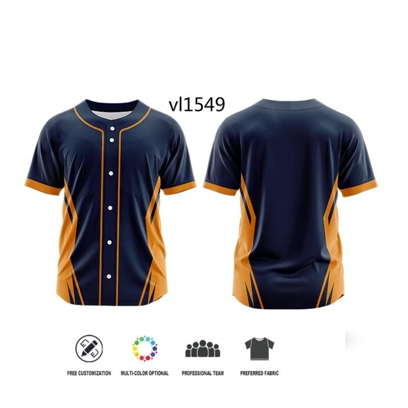 Men Button Sublimation Baseball Jersey Adults Custom Quick Dry Baseball Wear Uniforms Personal T-shirt Breathable Jersey TOP
