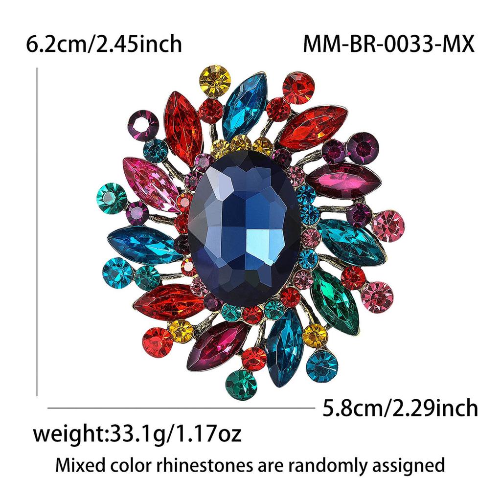 Chic Retro Alloy Rhinestone Glass Brooch for Women