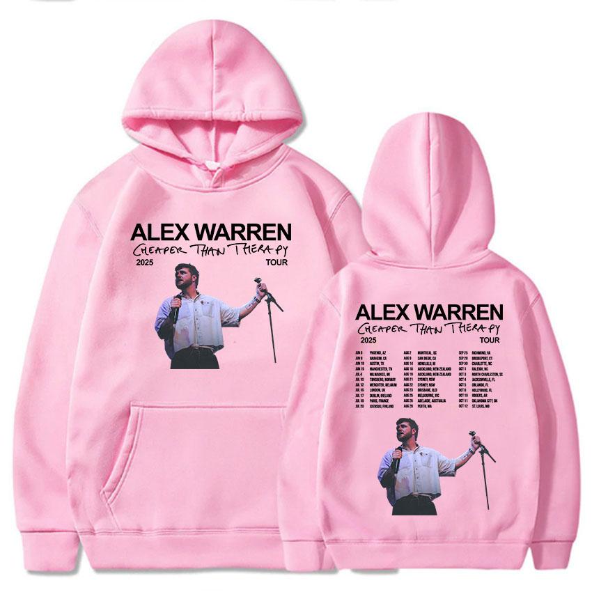 Дешевле, чем терапия Тур 2025 Толстовки Алекс Уоррен Певец Графические Толстовки Пуловеры с капюшоном Длинный рукав Мужские Женские Sudaderas L