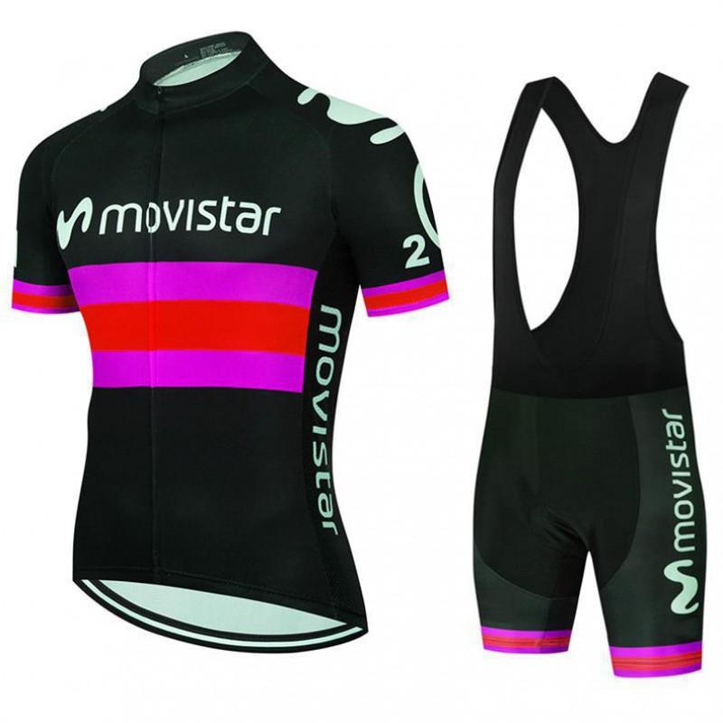 Herren Fahrradtrikot Trägerhosen Set 2026 Movistar Team Atmungsaktives Fahrset Rennrad