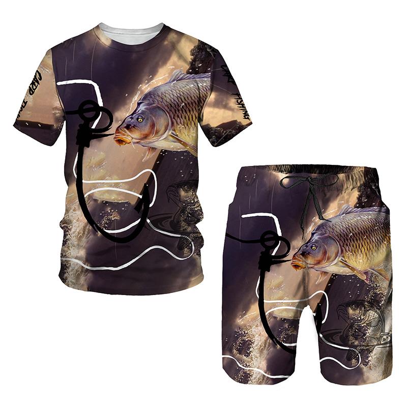 Hip Hop T-shirt Men 2-piece Set Summer Short Sleeve Tops Shorts Casual Oversized Streetwear Clothes Tracksuit Set