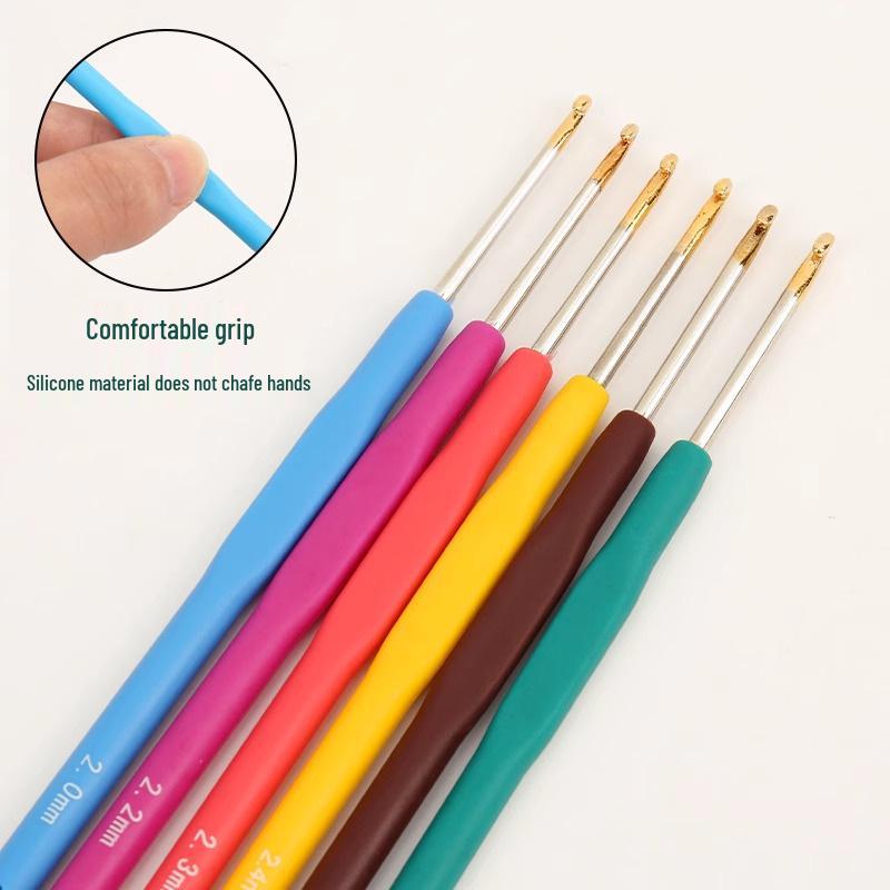 Candy-colored Crochet Hook with Gold-Plated Head - Soft Handle for DIY Sweaters, Shoes, and Hats
