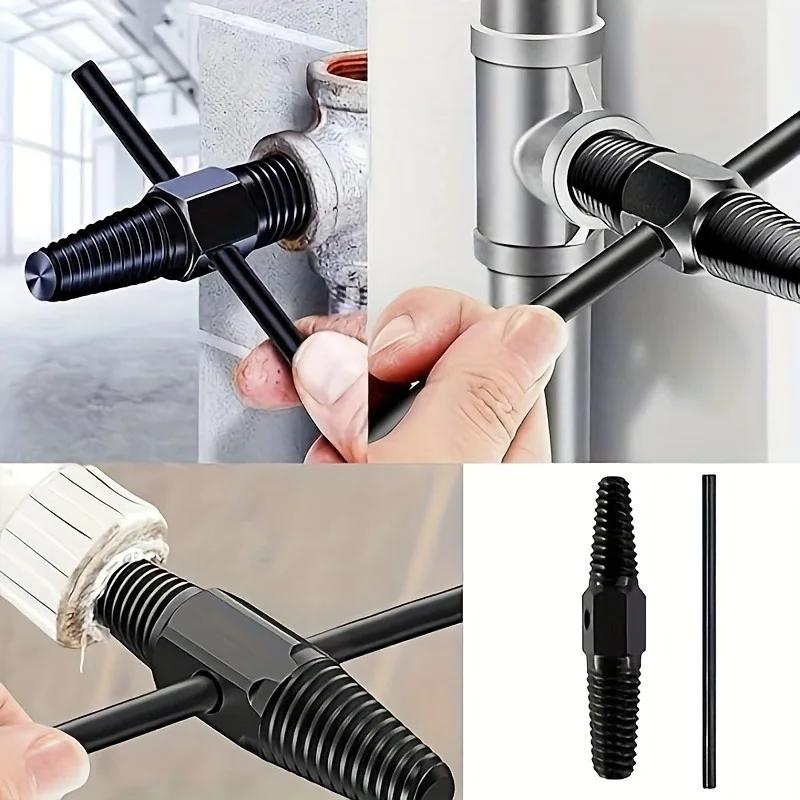 1Set Stainless Steel Screw&Bolt Extractor Kit-Double-Head Easy-Out Tool for 1/2"&3/4" Faucet Valves,Pipes.